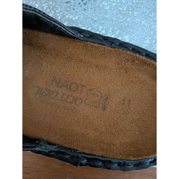 Naot Shoes Womens 41 (US 10-10.5)Madras Black Leather Floral Slip On Mule Clogs - Picture 8 of 9